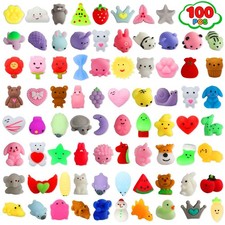 100 Pack Squishies Toys, Tiny Mochi Squishy Fidget Toys Random Bulk Small
