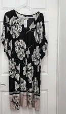Lane Bryant Soft Stretch Shirred Blouson Floral Dress Size 18 /20V-Neck