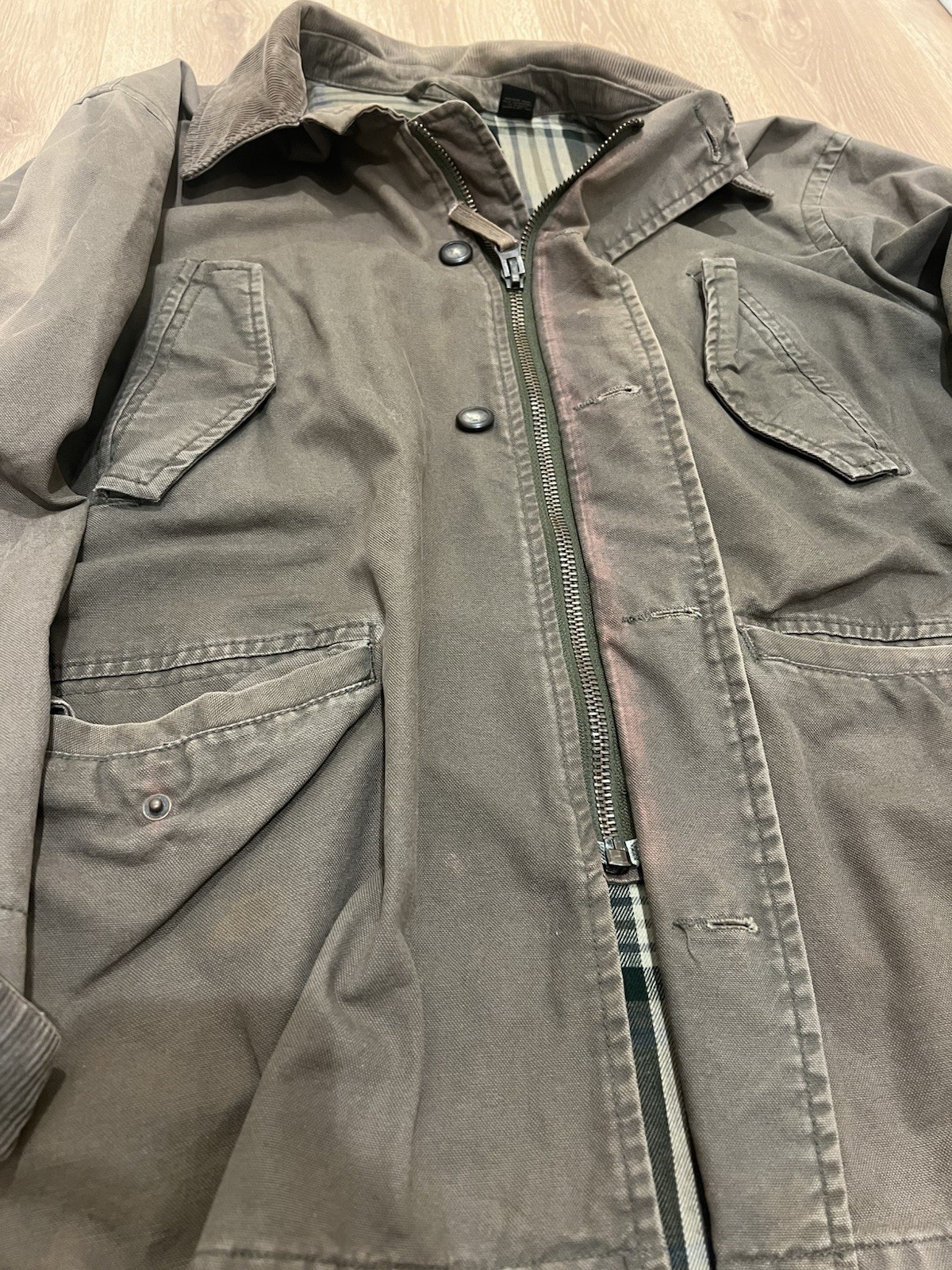 American Eagle Men’s L Canvas Barn Chore Jacket Coat Flannel Lined Distressed