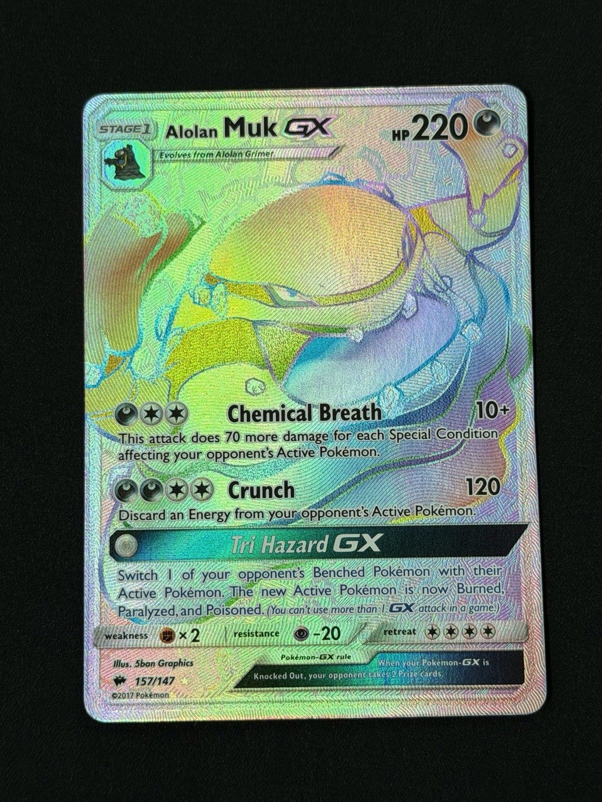 2017 Alolan Muk GX 157/147 Holo Rainbow Rare Burning Shadows Pokemon LP