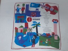 Unique Vintage SwissAir Menu Wine Hankie FREE SHIP
