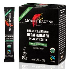 Mount Hagen 25 Count Single Serve Instant Decaf Coffee 25 (Pack of 1)