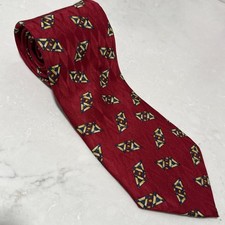 CHAPS Ralph Lauren Robinson's Vintage 100 Silk Red Geometric Tie 58"/4"