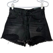 Wild Fable NWT Easy Rigid High Rise Denim Distressed Black Shorts Size 6 Frayed