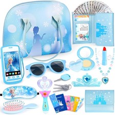 35 Pieces - Frozen Princess Girl's Play Purse With Accessories, Pretend Play Set