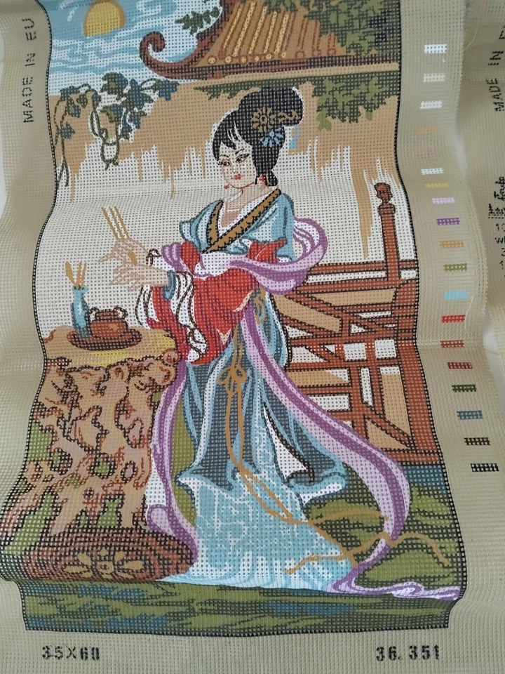 2 X Geisha Oriental Tapestry Needlepoint Canvas GOBELIN - Image 2 of 3