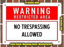 Metal Sign - NO TRESPASSING ALLOWED - 14x10 inches