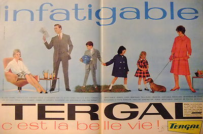 PRESSEWERBUNG 1961 TERGAL LA BELLE VIE EN DRESS ROCK MANTEL KOSTÜM - DACKEL