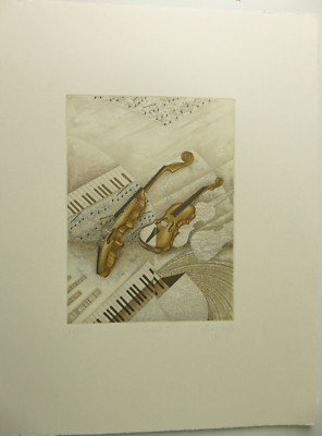 Heinz Voß Originalradierung Concerto II signiert numeriert 37x30cm O-5510