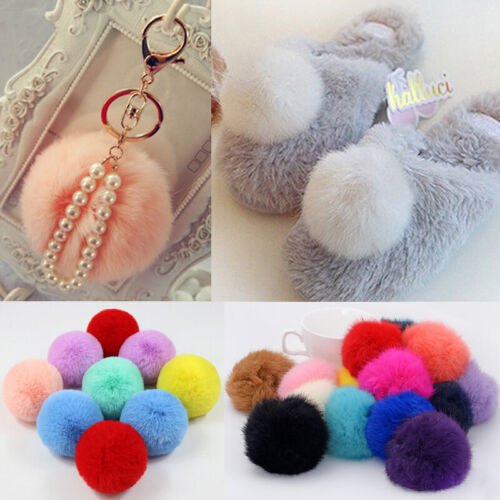 8cm Accessories Big Faux Fur Bag Pendant Fluffy Pompom Rabbit Fur Ball Keychain - Picture 1 of 22