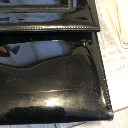 Crown Lewis Patent Leather Handbag Purse Black Handles 1950s Gold Handle Vintage - Picture 4 of 13