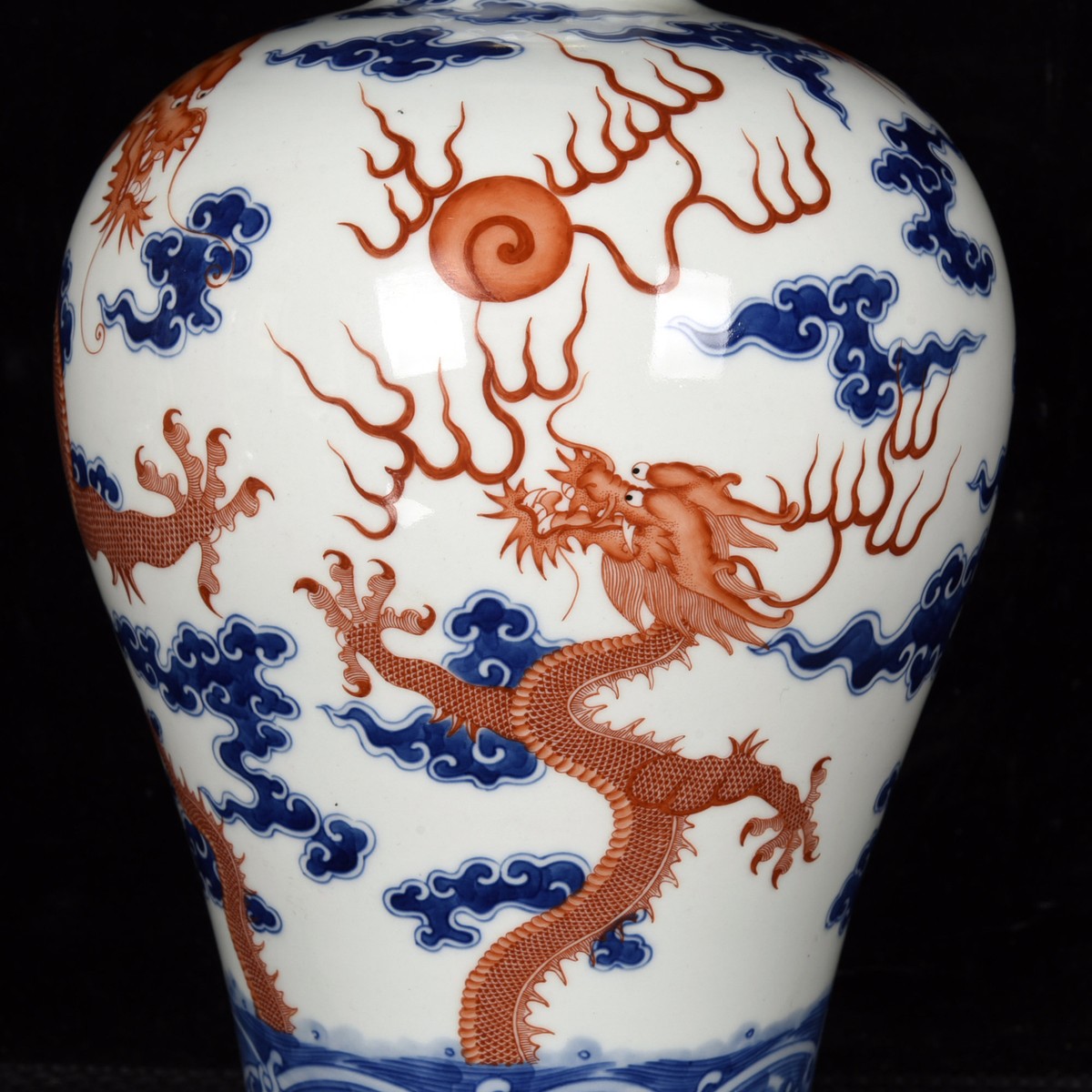 【骨董、貴重】龍神の壺 (高さ24、Φ26cm) 11.4