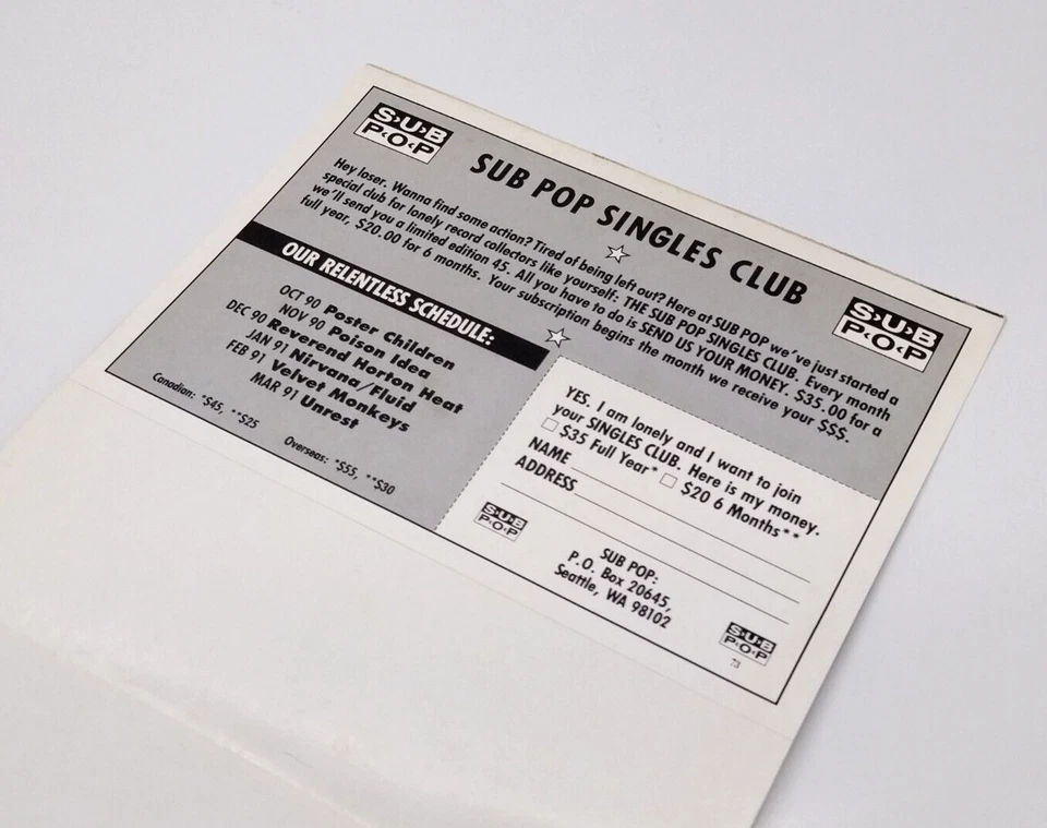 Nirvana - Sliver 7" EP 1990 US ORIG Sub Pop Hole Pearl Jam Smashing Pumpkins LP Foto 3 de 3