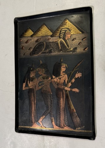 Vassoio da appendere arte egizia dipinto in rame 9,5 x 6,2 pollici - Foto 1 di 2