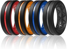 Silicone Ring Men 4 Pcs Breathable Mens Silicone Rubber Bands Wedding Rings