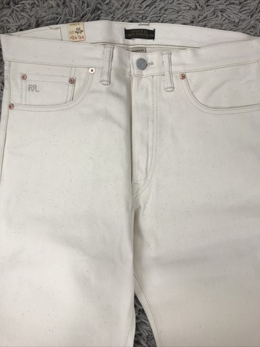 RRL Doble RL Mono Cónico Pierna Recta Hombres Jeans Producción Limitada Marfil RAW - Imagen 4 de 9