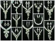 Fashion Silver Plated Crystal Cocktail Party Wedding Bridal Party Necklace Set
