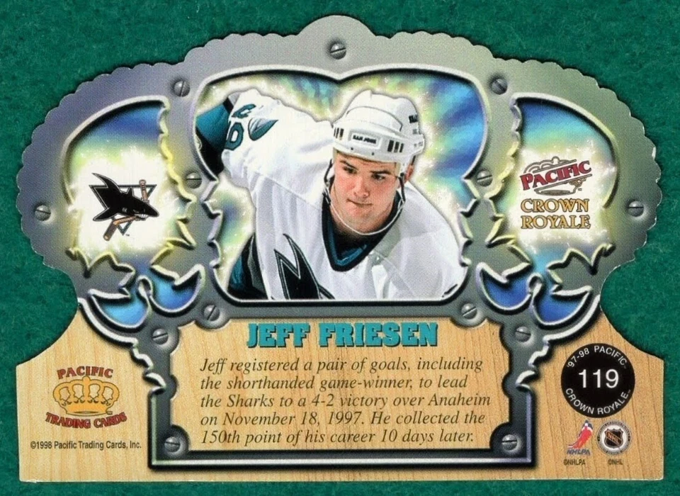 Jeff Friesen - 1997-98 Pacific Crown Royale #119 - San Jose Sharks Hockey Card - Image 3 of 3