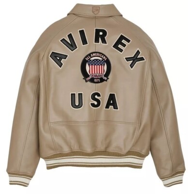 AVIREX サイズM Men's Avirex Real Leather Bomber Jacket American Flight Leather