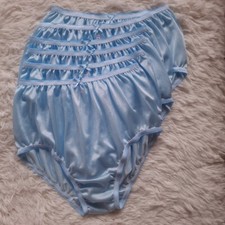 6 Blue Underwear Granny Panties Women Nylon Silky Soft Briefs High Waist Size M