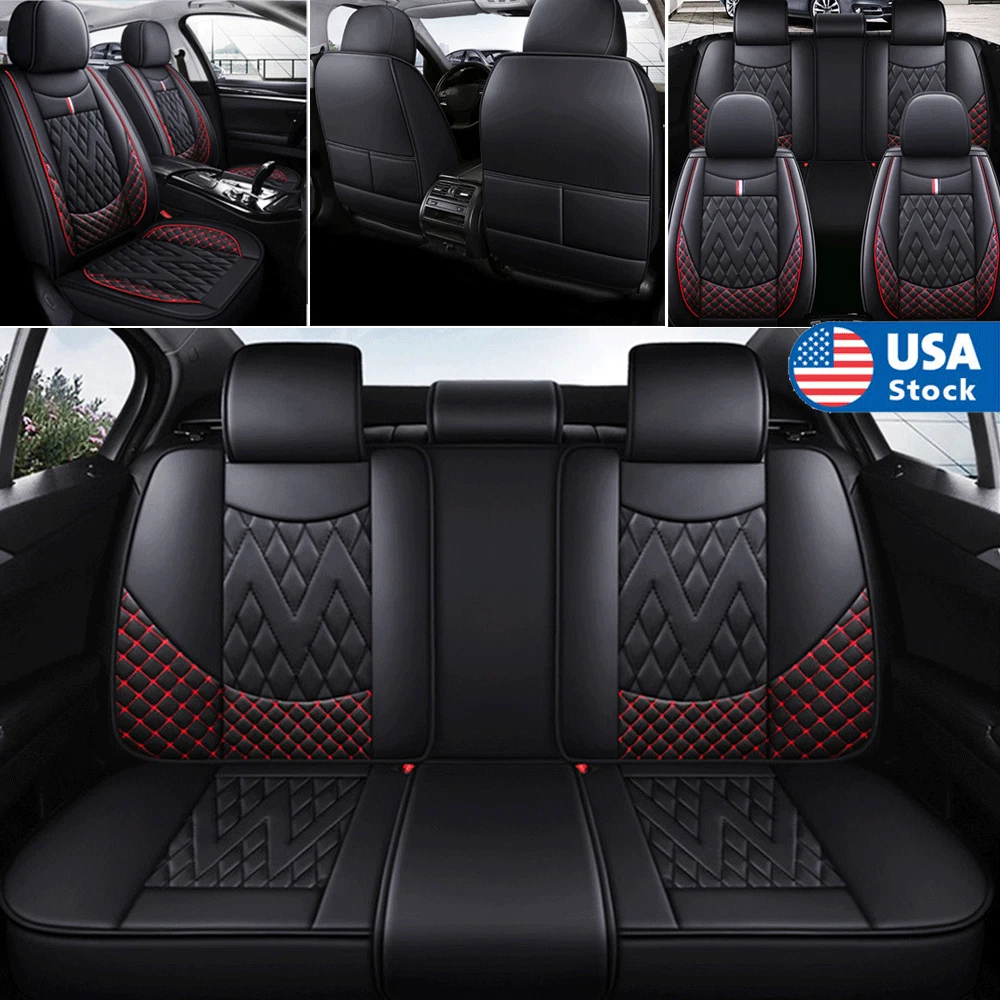 Full Surrounded PU Leather 5-Seats Car Front Cushions Set + Rear