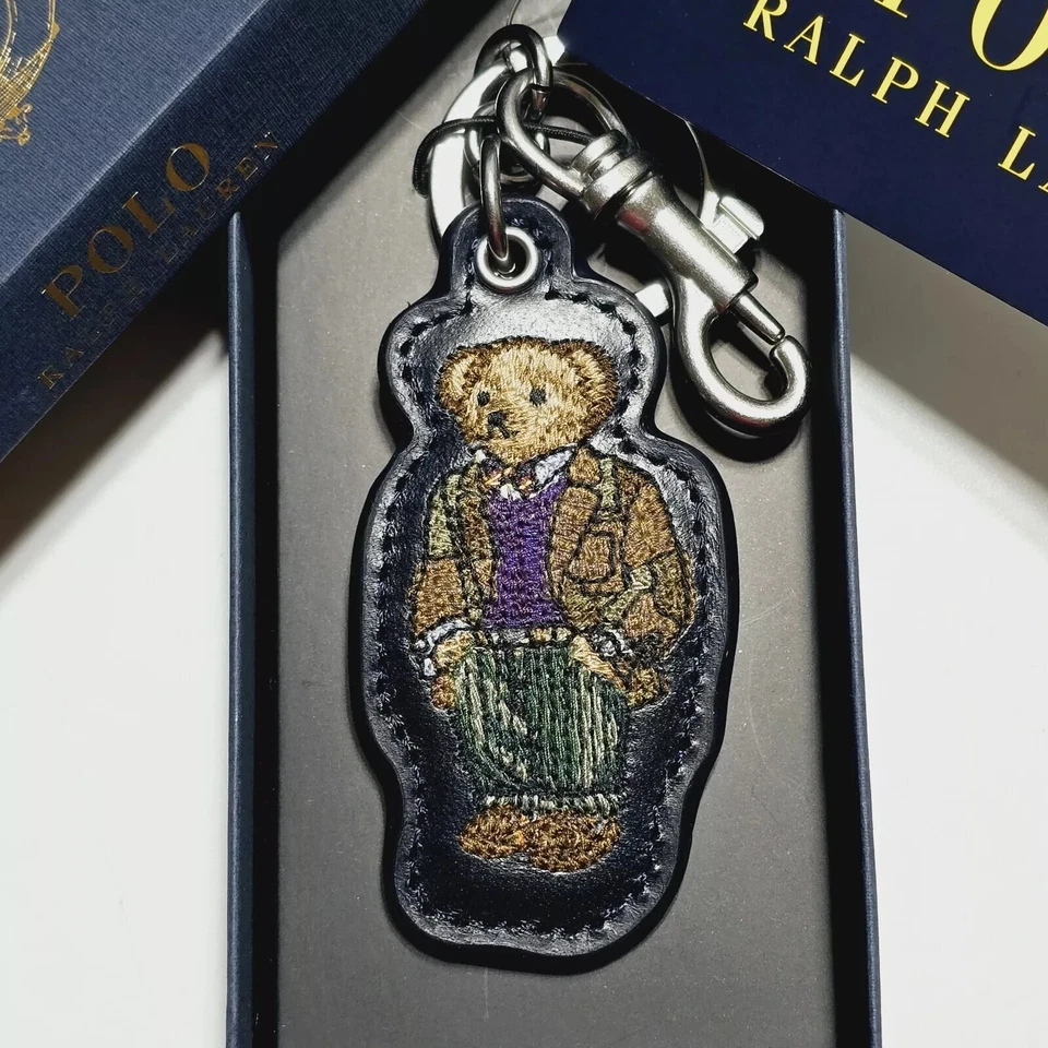 Polo Ralph Lauren Polo Oso Cuero Llavero Dije con Caja de Regalo Nuevo Foto 2 de 4