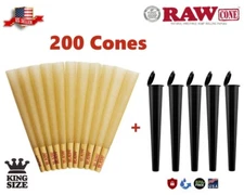 RAW Classic King Size Pre-Rolled Cones 200 Pack & 5 Cones Tubes