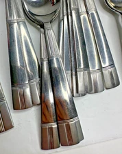 Cambridge Landscape Ribbed  Stainless Flatware 56 Pc Set Fork Spoon Knife