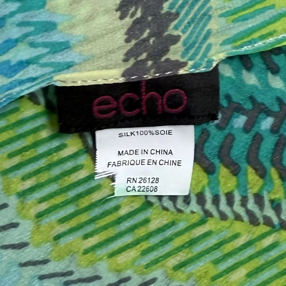 Bufanda cuello eco para mujer 60" verde azul multicolor 100 % seda boho corbata a rayas Foto 3 de 4