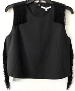 black fringe crop top