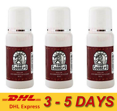 3 x Mistine Top Country Roll on Anti-Perspirant Classic Deodorant for Men 80ml.