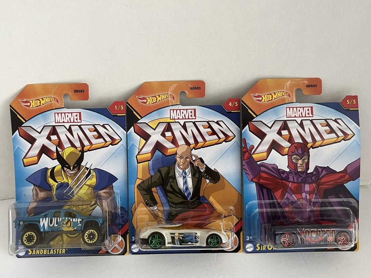 HOT WHEELS 2023 X-MEN SET MARVEL 3 CARS SANDBLASTER, COVERLIGHT&
