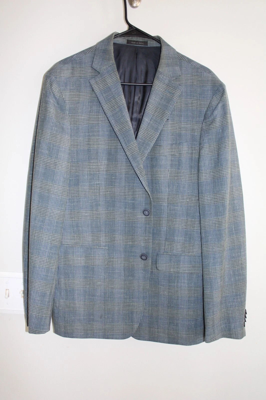 CAPPOTTO SPORTIVO BLU PLAID MICHAEL KORS MISTO LANA LINO tg 42R blazer tuta giacca