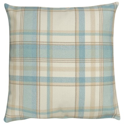 Kissen Tartan Karo XL in Duck Egg Blau. Doppelseitig. 23 Zoll (58 cm) Quadrat.