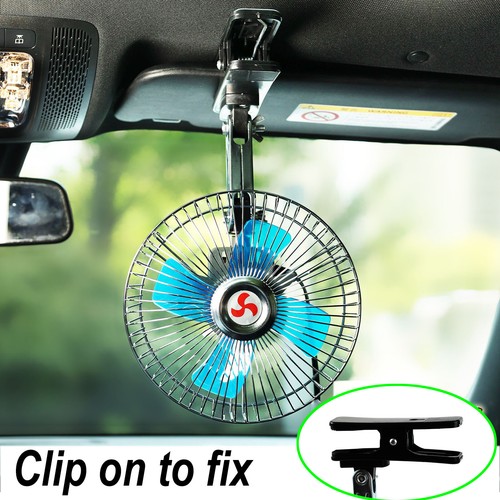Ventilador de coche con clip de 12 V - Enfriador de tablero oscilante de 6" para vehículos y caravanas EE. UU. - Imagen 6 de 12