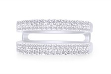 1/2ct Natural Diamond Double-Row Enhancer Wedding Ring Guard 10K White Gold
