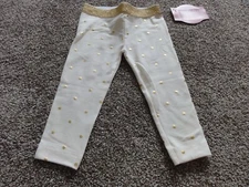 NEW GIRL HOLIDAY TIME IVORY & GOLD POLKA DOT LEGGINGS