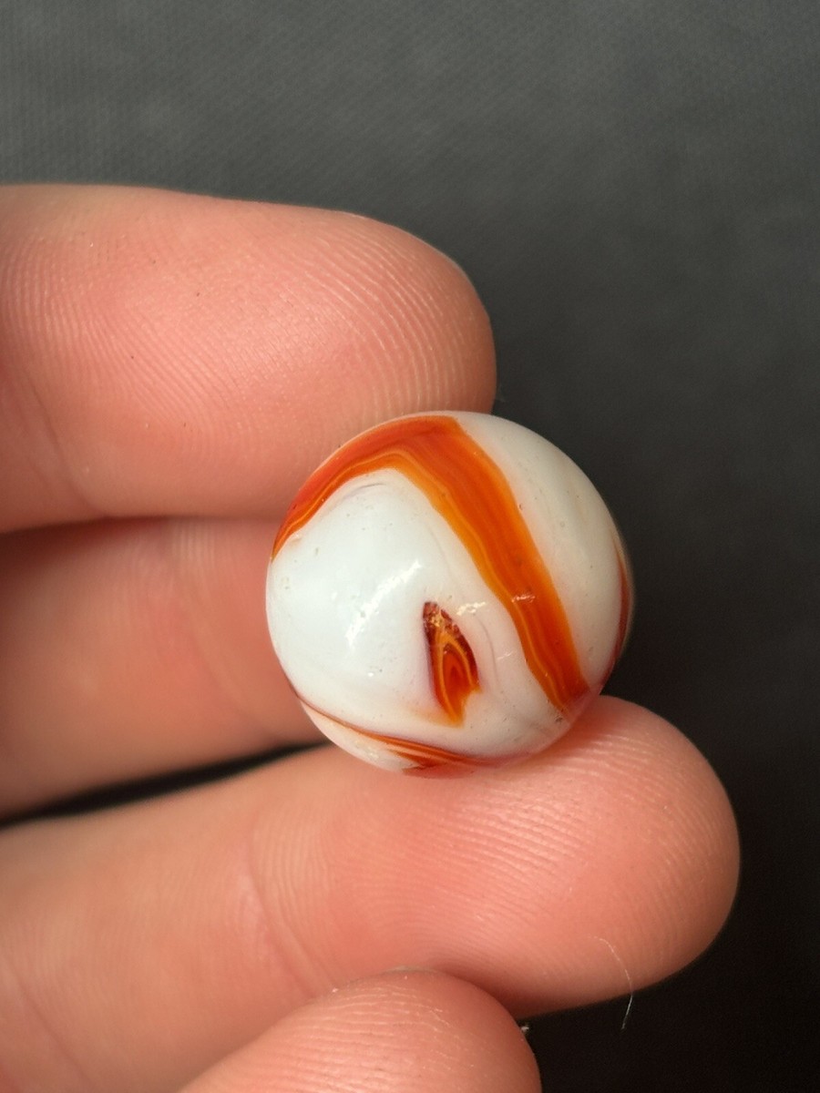 Vintage Akro Agate Christensen Swirl Art Glass Marble 0.67” Red