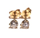 14k yellow gold .36ct SI1-2 H round diamond stud earrings — photo 2