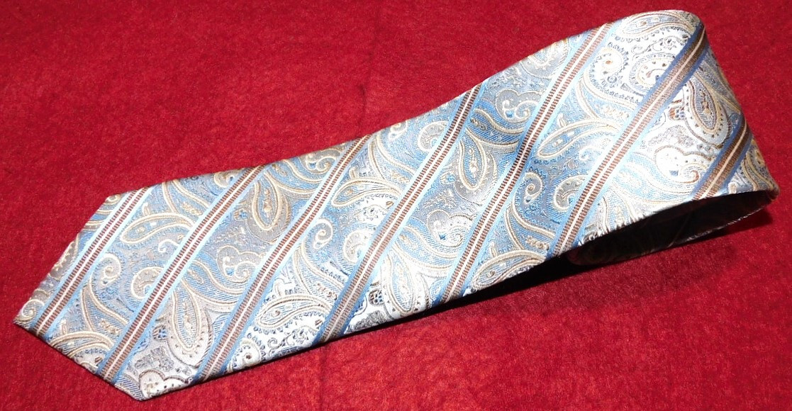 CORBATA DE CACHEMIR/RAYAS/BLANCAS/MARRONES PRONTO UOMO COUTURE AZUL/BLANCO/MARRÓN - NUEVA CON ETIQUETAS - CORBATAS DE DISEÑADOR.