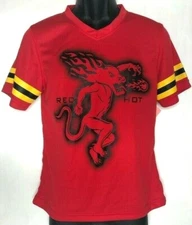 Dragon Slayer 1 Red Hot Art Unlimited Womens Jersey Red Black V Neck Size Medium