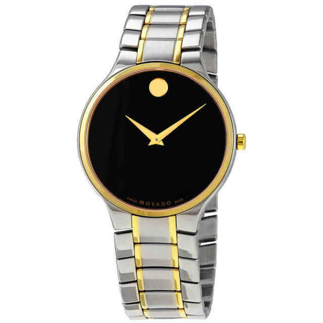 Movado Serio 0607284 Black Dial Quartz Men S Watch Silver Gold