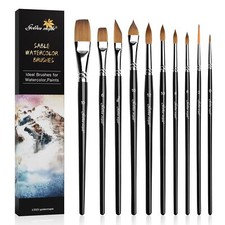 Watercolor Brushes Professional Set 10 Artist Brushes Watercolor Paint Brushe...