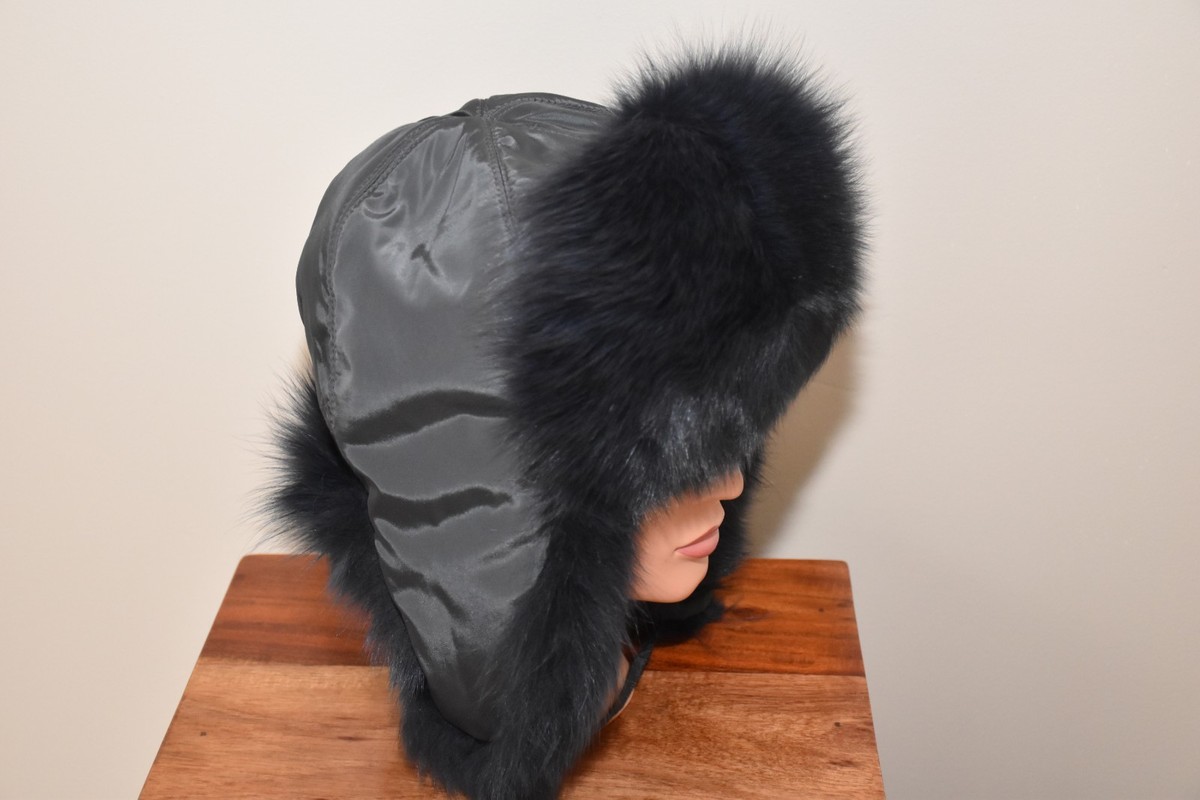 GENUINE FOX FUR TROOPER Trapper HAT NATURAL SUPER THICK FUR  display picture 3