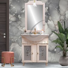 Mobile Bagno 65 cm da terra Composizione con Specchio Lavabo e Applique