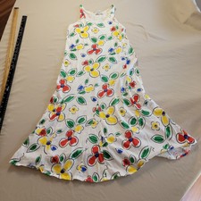 Vintage Flower Tea Womens White Floral Scoop Neck Sleeveless A Line Dress Size M