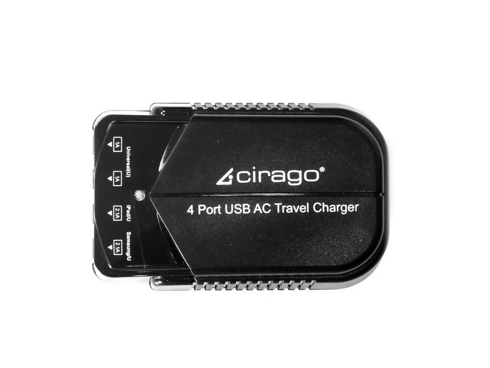Cirago 4 USB 端口(2.1A / 2.1A / 1A / 1A)便携式壁式充电器家用和旅行 — 第 4/4 张图片