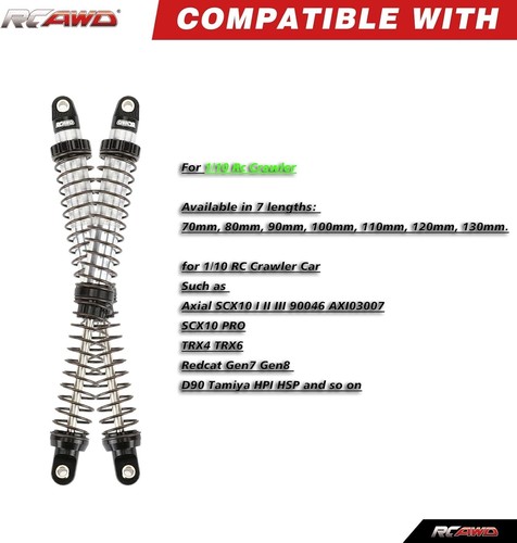 CNC Machined 130mm RC Shocks for 1/10 Crawler Upgrades - Lightweight & Durable - Picture 4 of 11