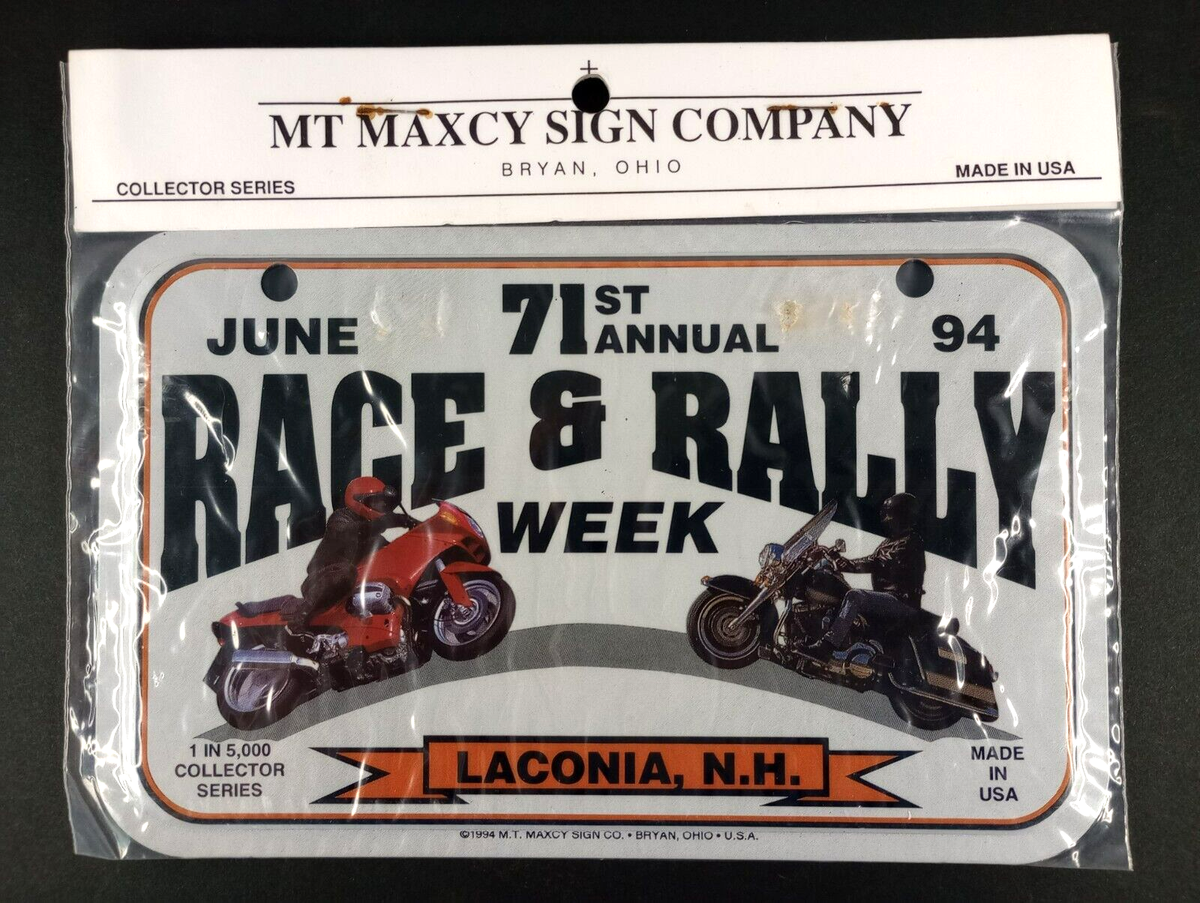 forsale 看板　USA 1994 LACONIA NH RACE & RALLY WEEK LICENSE PLATE motorcycle 71st