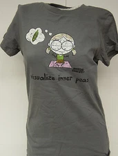 Womens Juniors David & Goliath Visualize Inner Peas Yoga Gray Tee T-Shirt 